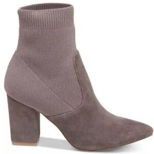 Steve Madden Suede Remy Sock Ankle Boot Heeled Taupe Grey Size 8
